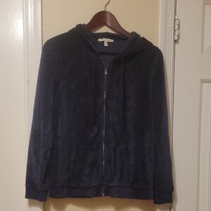 Women's Express Velour Navy Blue Zip-Up Hoodie